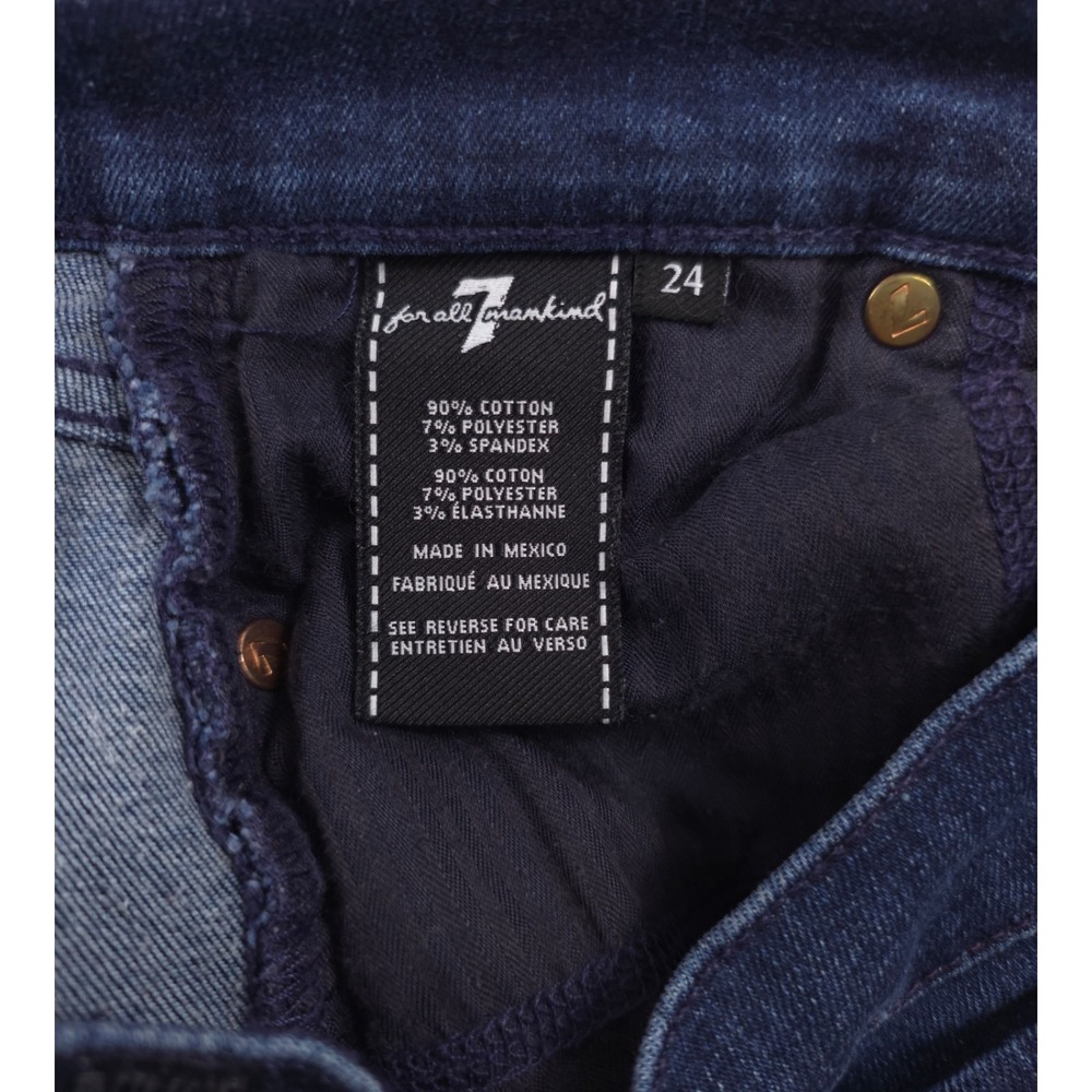 7 For All Mankind Women Jeans Gwenevere 24 Dark Blue Skinny Stretch Low Rise - Picture 5 of 9